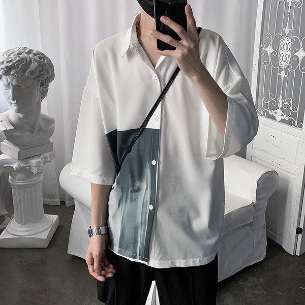 Cămașă de vară pentru bărbați cu nasturi - culori diferite