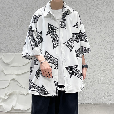 Cămașă casual pentru bărbați cu nasturi și mâneci scurte - două culori