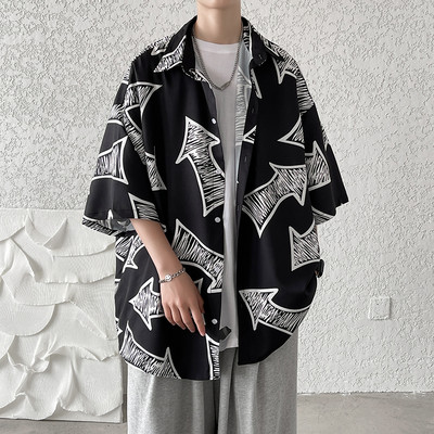 Cămașă casual pentru bărbați cu nasturi și mâneci scurte - două culori