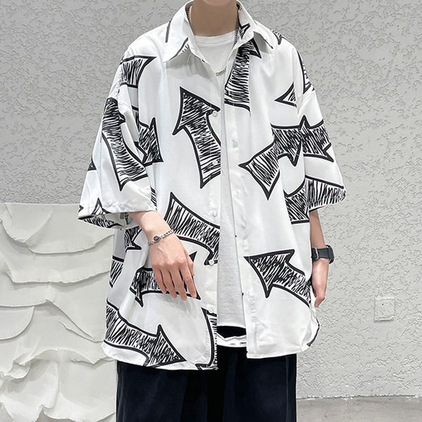 Cămașă casual pentru bărbați cu nasturi și mâneci scurte - două culori