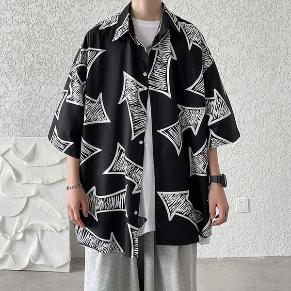 Cămașă casual pentru bărbați cu nasturi și mâneci scurte - două culori