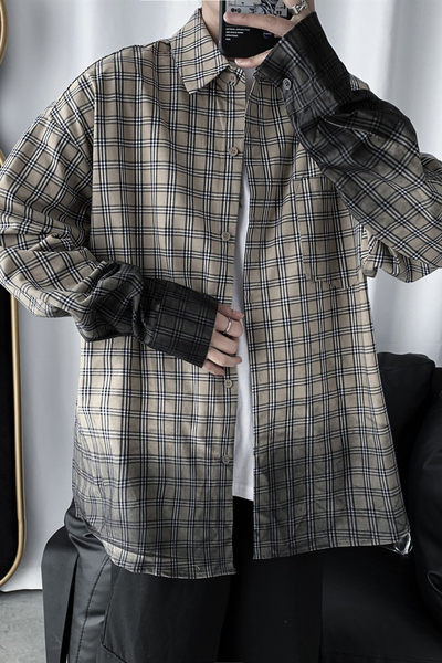 Camasa barbati in carouri model nou cu maneci lungi in culoare irizata