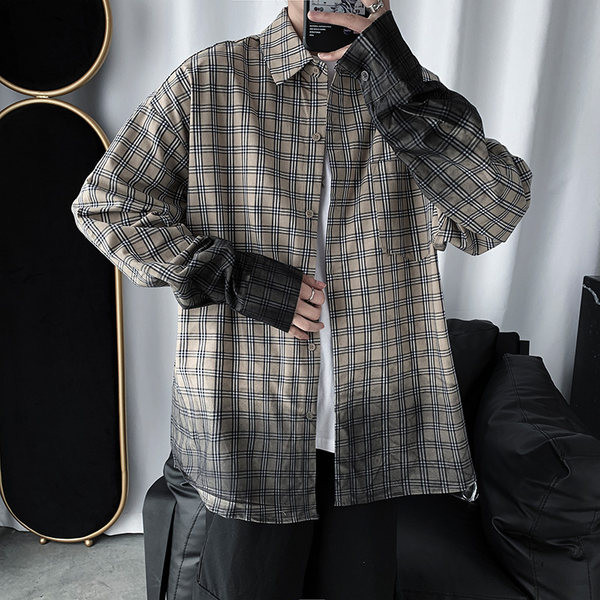 Camasa barbati in carouri model nou cu maneci lungi in culoare irizata