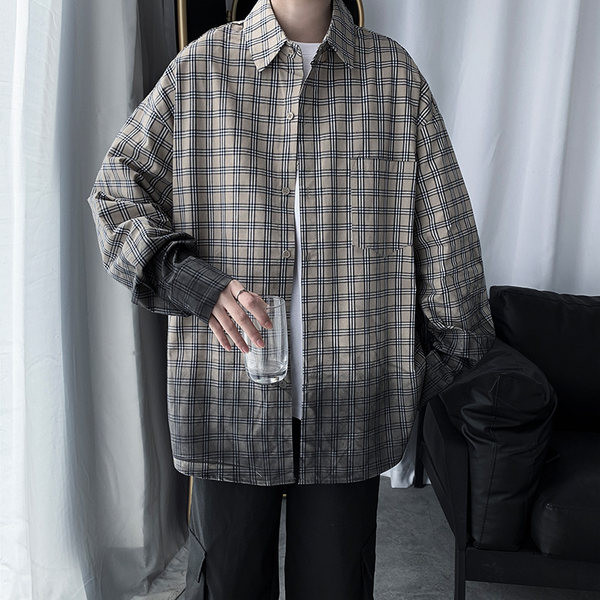 Camasa barbati in carouri model nou cu maneci lungi in culoare irizata