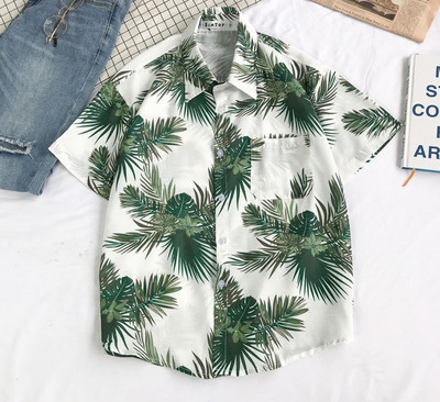 Cămașă de bărbați actuală cu mâneci scurte și nasturi