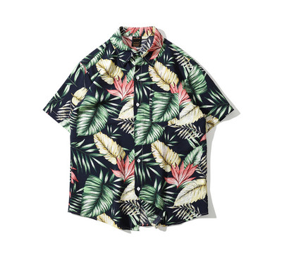 Cămașă de bărbați actuală cu mâneci scurte și nasturi