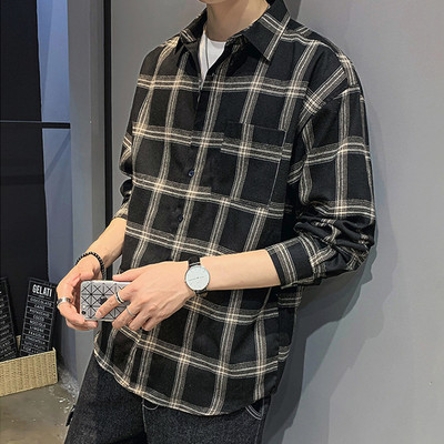 Cămașă casual pentru bărbați cu mâneci lungi în dungi