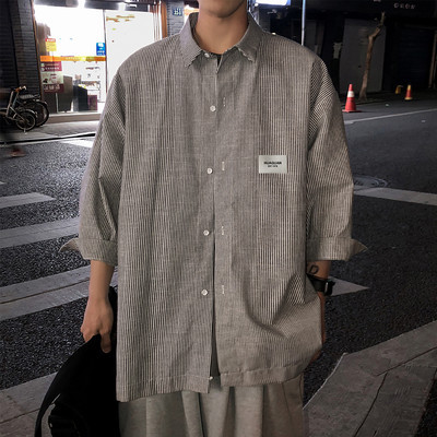 Cămașă casual pentru bărbați cu mâneci lungi în dungi