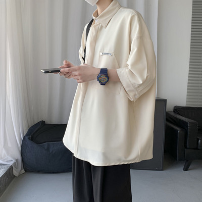 Cămașă casual pentru bărbați, cu guler și mâneci largi