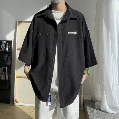 Cămașă casual pentru bărbați, cu guler și mâneci largi