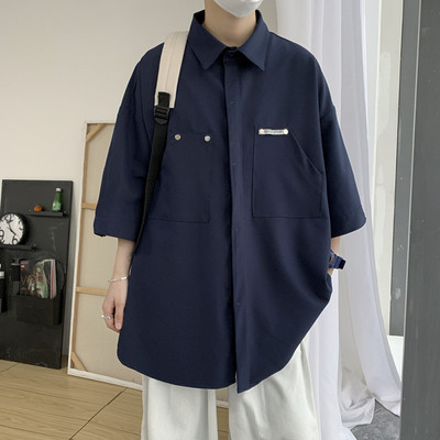 Cămașă casual pentru bărbați, cu guler și mâneci largi