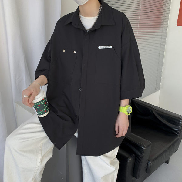 Cămașă casual pentru bărbați, cu guler și mâneci largi