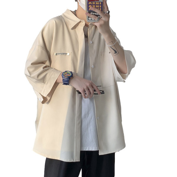 Cămașă casual pentru bărbați, cu guler și mâneci largi