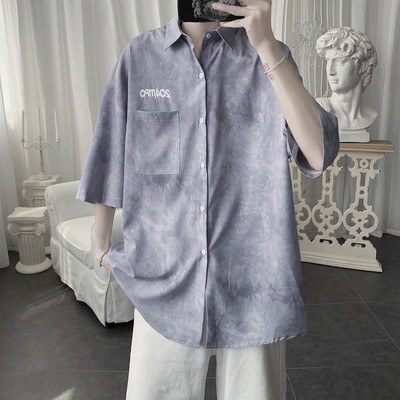 Cămașă casual pentru bărbați în trei culori cu nasturi și guler clasic