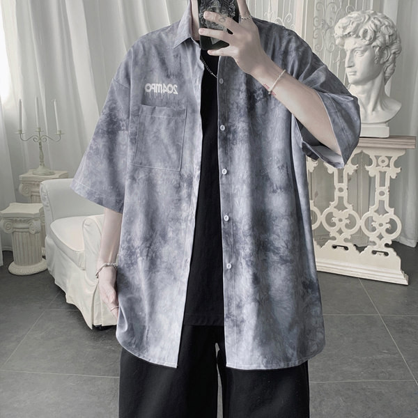 Cămașă casual pentru bărbați în trei culori cu nasturi și guler clasic