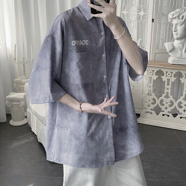 Cămașă casual pentru bărbați în trei culori cu nasturi și guler clasic