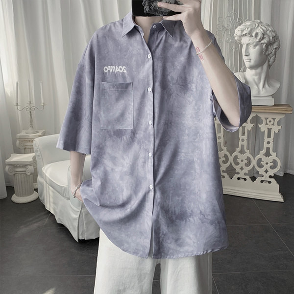 Cămașă casual pentru bărbați în trei culori cu nasturi și guler clasic