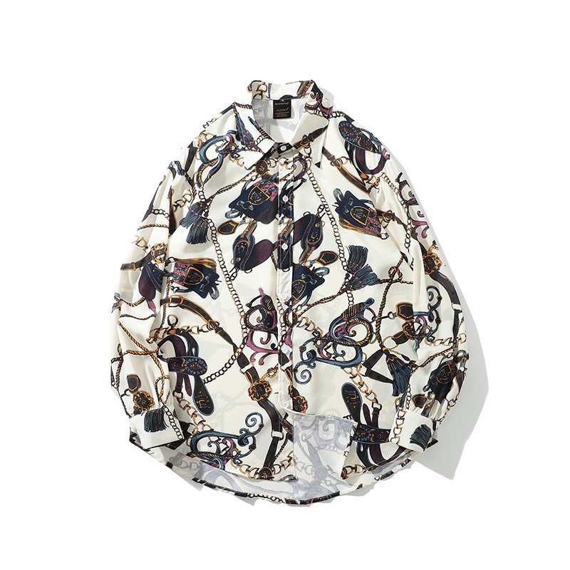 Cămașă pentru bărbați cu aplicație și guler clasic