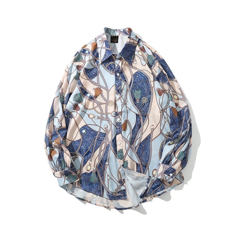 Cămașă pentru bărbați cu aplicație și guler clasic