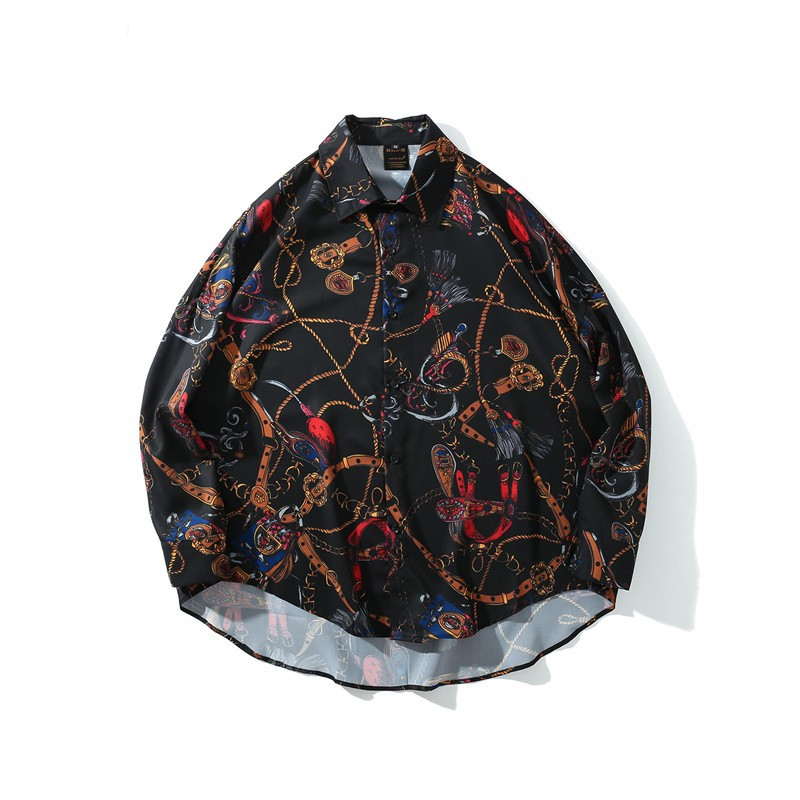 Cămașă pentru bărbați cu aplicație și guler clasic