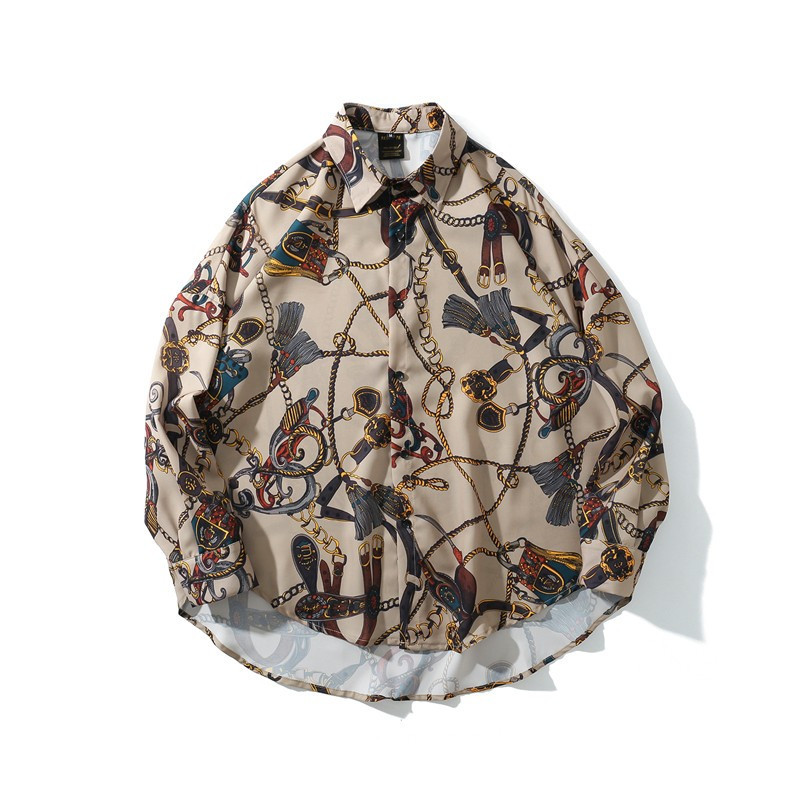 Cămașă pentru bărbați cu aplicație și guler clasic