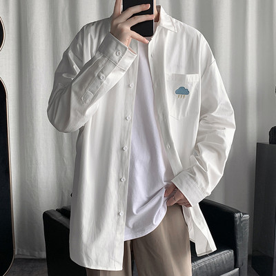 Cămașă bărbătească de primăvară cu mâneci lungi și broderie