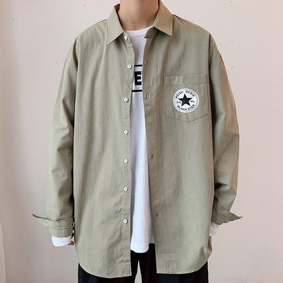 Cămașă bărbătească de primăvară cu mâneci lungi și broderie