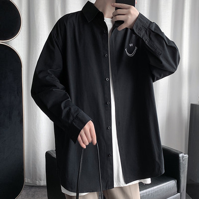 Cămașă bărbătească de primăvară cu mâneci lungi și broderie