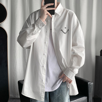 Cămașă bărbătească de primăvară cu mâneci lungi și broderie