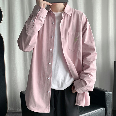 Cămașă bărbătească de primăvară cu mâneci lungi și broderie