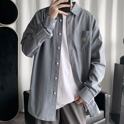 Cămașă bărbătească de primăvară cu mâneci lungi și broderie