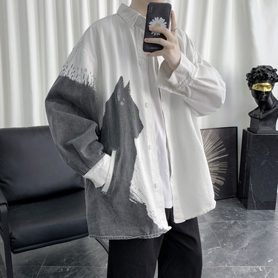 Ανδρικό πουκάμισο casual με γιακά και απλικέ σε διάφορα χρώματα