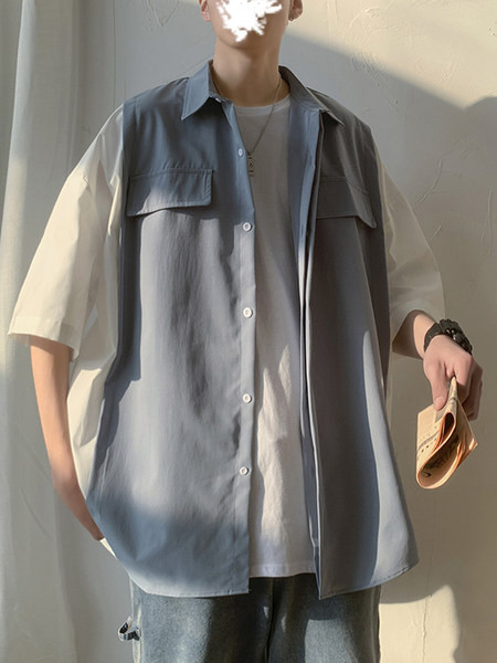 Ανδρικό πουκάμισο casual με γιακά και κοντά μανίκια κατάλληλο για καλοκαίρι