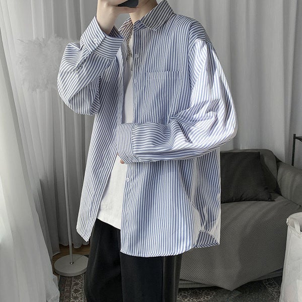 Cămașă bărbați cu mâneci lungi în dungi