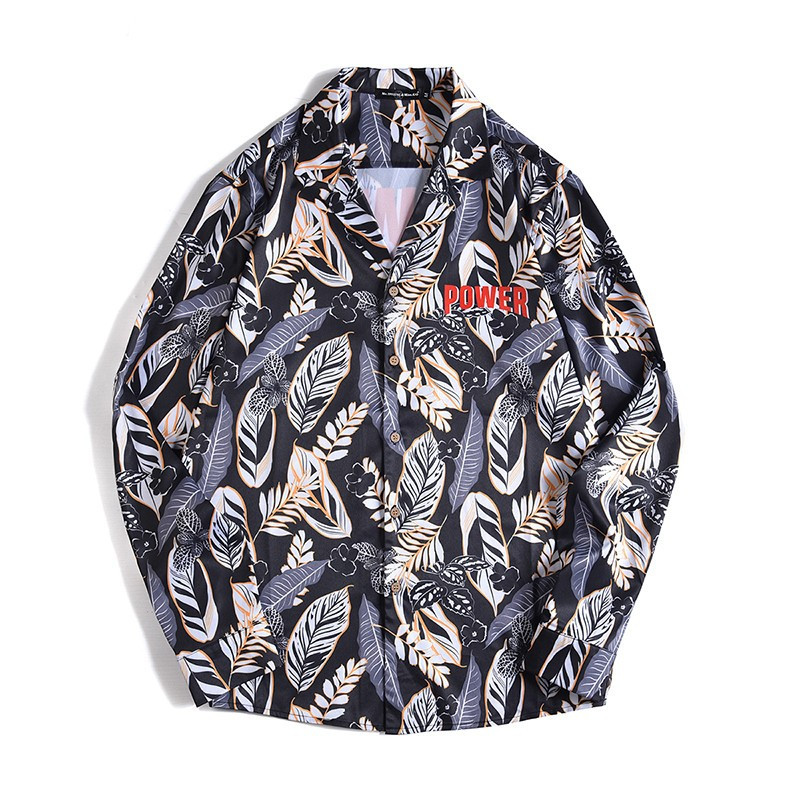 Vīriešu krekls ar krāsainu aplikāciju un garām piedurknēm