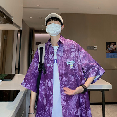 Ανδρικό πουκάμισο νέο μοντέλο με κοντά μανίκια και τύπωμα