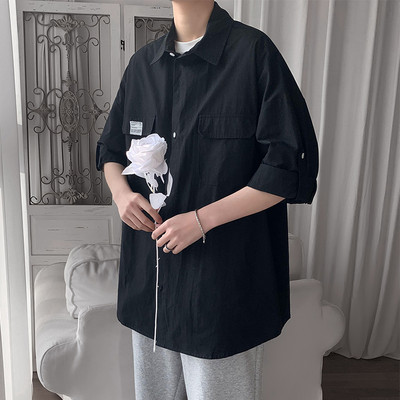 Camasa barbateasca uni model nou cu nasturi si buzunar