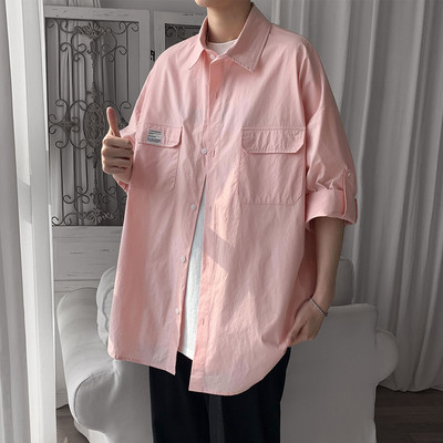 Camasa barbateasca uni model nou cu nasturi si buzunar