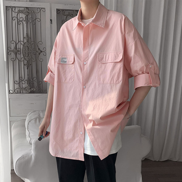 Camasa barbateasca uni model nou cu nasturi si buzunar