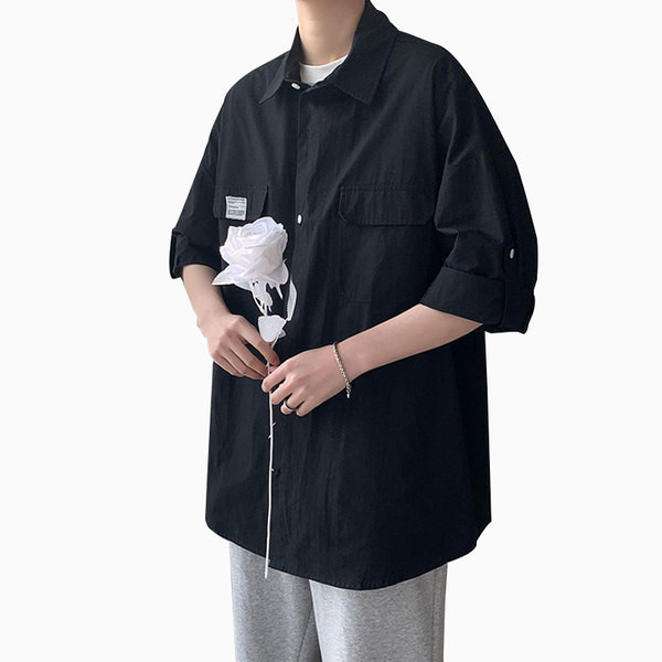 Camasa barbateasca uni model nou cu nasturi si buzunar