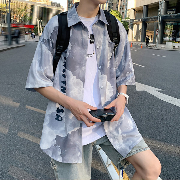 Cămașă modernă pentru bărbați cu nasturi în două culori