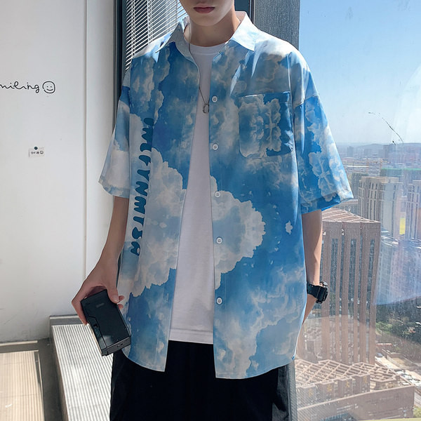 Cămașă modernă pentru bărbați cu nasturi în două culori