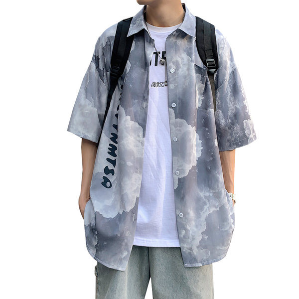 Cămașă modernă pentru bărbați cu nasturi în două culori