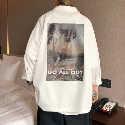 Cămașă modernă pentru bărbați cu imprimeu color pe spate