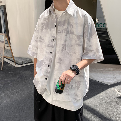 Cămașă bărbătească în două culori cu nasturi