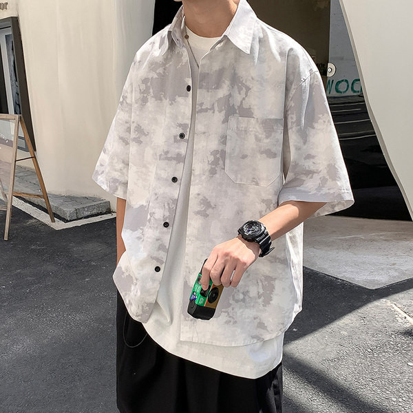 Cămașă bărbătească în două culori cu nasturi