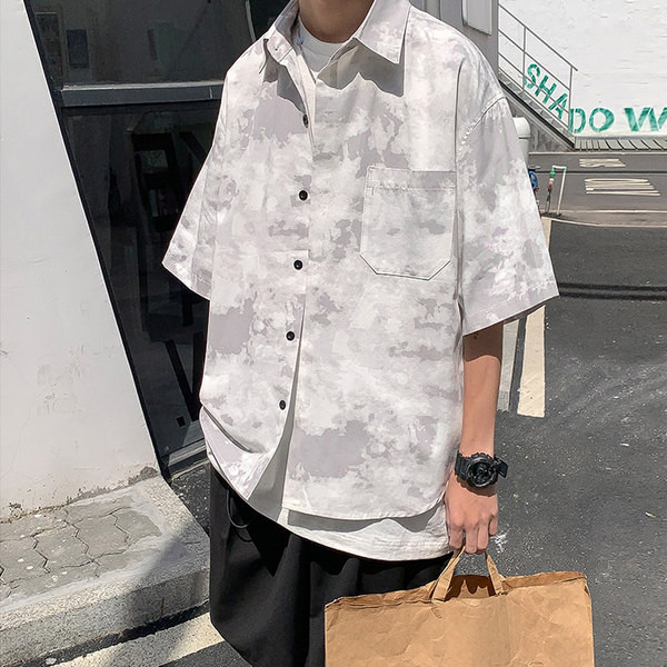 Cămașă bărbătească în două culori cu nasturi