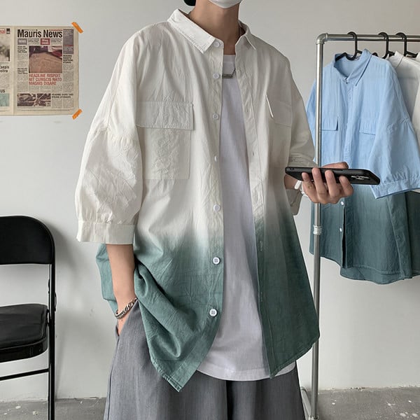 Cămașă casual pentru bărbați cu nasturi și culori irizate