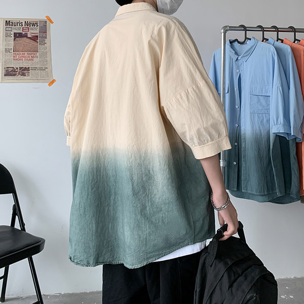 Cămașă casual pentru bărbați cu nasturi și culori irizate