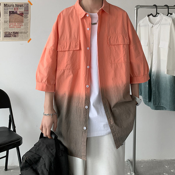 Cămașă casual pentru bărbați cu nasturi și culori irizate